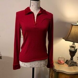Lauren by Ralph Lauren velvet trimmed top size small GUC